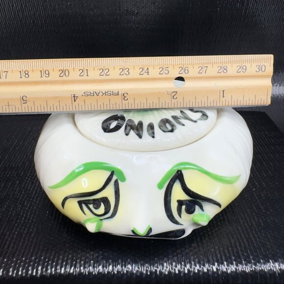 Anthropomorphic Onion Keeper Dish Bowl Lidded Crying Face Ceramic Container VTG - Picture 2 of 14